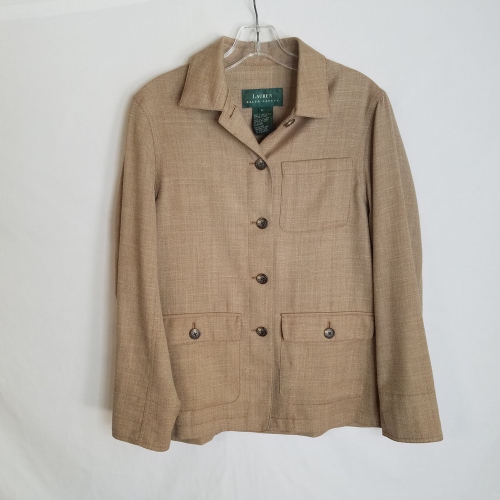 Lauren Ralph Lauren Womens Wool Linen Button Front Lightweight Jacket Size Small